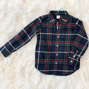 GAP Kids Button Up Check shirt Navy Red Green